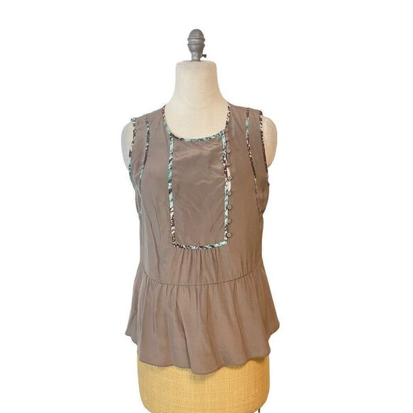 BCBGMaxAzria Zena Gray Silk Side button Bib Top Small - Picture 2 of 6